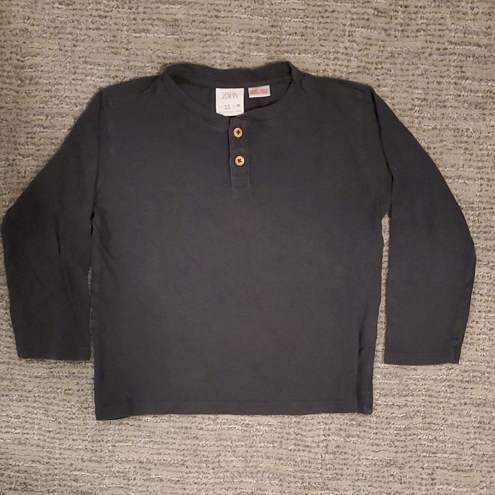 Zara Gray Long Sleeve Tee Classic Knit Top